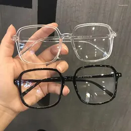 선글라스 사각형 다각형 프레임 평범한 안경 패션 렌즈 블랙 투명 모두 남성 여성과 일치 할 수 있습니다.
