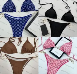 Donne sexy Bikini Set Creative Chain Ornament Swimsuit 4 colori Designer di personalità due pezzi Swimsuits Beachwear2228245