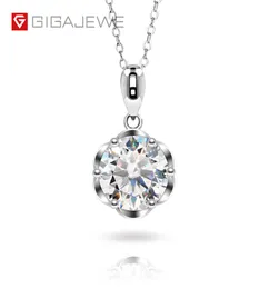 GigAjewe Ef 2ct Moissanite Çiçek Altı Çöp 925 Gümüş Kolye Kolye 18K Altın Kaplama GMSN0157000895