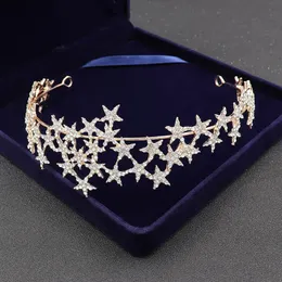 Bühnenbekleidung Tanzzubehör Mode Strassstone Star Tiaras Royal Queen Stirnbänder Hochzeit Kronen Haar Schmuck Prom Party Kopf Ornamente