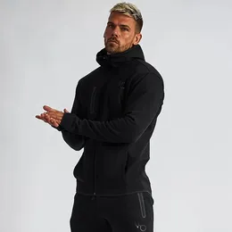 Herren Hoodies Fitnessstudio Brand Sportanzug Streetwear Man Cotton Fitness Reißverschluss Jogging Kapuze Casual Jacke Jogger Tracksuit