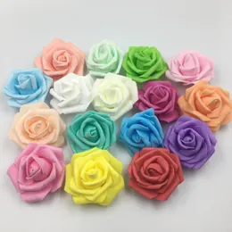 장식용 꽃 100 pcs/lot 16 컬러 6-7cm PE 폼 로즈 헤드 수제 DIY 웨딩 홈 장식 인공