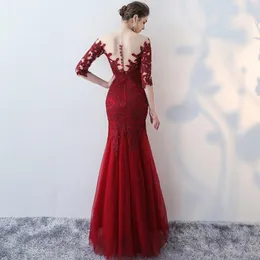 Abiti da damigella in pizzo sirenedri di sirene abiti per matrimoni per tulle lunghe applique a mezza manica borgogna vestidos de novi baratos con env 2390