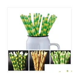 Drinking Straws Biodegradable Bamboo Paper St Sts Eco-Friendly 25Pcs Per Lot Party Use Disaposable On Promotion Drop Delivery Home Gar Dhkfg