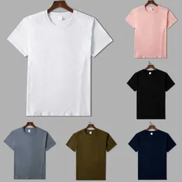 Mäns tees designer trend ren bomullst-shirt för män och kvinnor fast färg kortärmad kammad bomull runda hals kultur skjorta vit