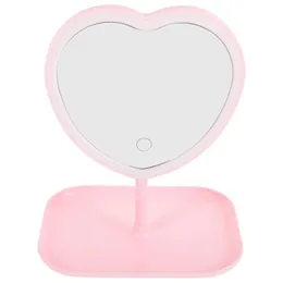 Compact Mirrors Desktop Love Beauty Make -up USB -Ladung LED (Love Pink) Herz Q240509