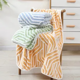 Towel 75 140cm Coral Fleece Thick Bath Soft Stripe Beach Travel Sport Spa Bathroom Swim Supplies Quick-dry Home El