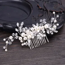 Wedding Bridal Bridesmaid Combs Tiaras Silver Handmade Rhinestone Pearl Headbands Luxury Hair Accessories Headpiece Tiara Gold Jewelrie 2143