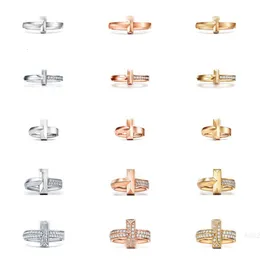 Designer smycken tiffanyjewelry t hem precision hög kvalitet ny T1 -ring utan diamanter och dubbel T -ring med diamanter populära och fashionabla på internet
