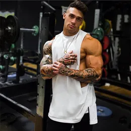 MENS EXTEND CUT OFF SEMEVELESS SHIRT Gym Stringer Vest Blank Hip-Hop Muscle Tees Bodybuilding Tank Top Fitness Clothing 240429