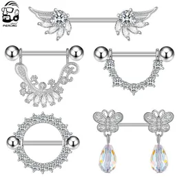Nipple Rings 2PCS 14G Bee Gecko Wing Nipple Ring Shield Cover Barbell Titanium Steel Nipple Perforation for Female Breast Perforation Jewelry Y240510