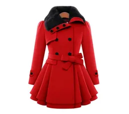 Women039S Trench Coats jesienna zima w rozmiarze S5xl S5xl moda Faux Fur Lapel podwójna ciepła kurtka gruba wełniana płaszcz W6338452