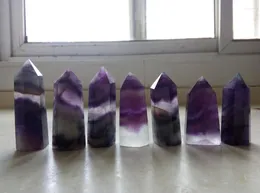 Figuras decorativas 7pcs Natural Purple Rainbow Fluorite Points cura polida 516.0g