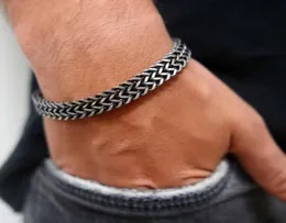 Bracelet Vnox Vintage Oxidized Cool Double Curb Bracelets for Men Stainless Steel Punk que Cubic Foxtail Chain Male Pulseira5820707