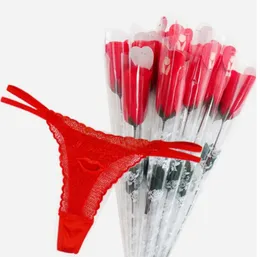 Creative Valentine039s Day Gift Sexy Gstring Briefs Veja através da calcinha romântica Rose Flower Tanga VString Panties2779887