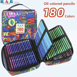 Lápis H B 180/120/72 Lápis de cor de lapis de óleo Baseado em suprimentos de arte de núcleo macio adequados para adultos adolescentes adolescentes iniciantes desenho colorido colorir d240510