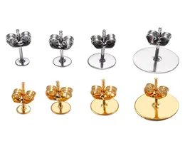 20100PCSLOT Золотая нержавеющая сталь пустые пост -шпильки базовые шпильки с серьговыми заглушками вывода обратно для DIY Jewelry Make4350543