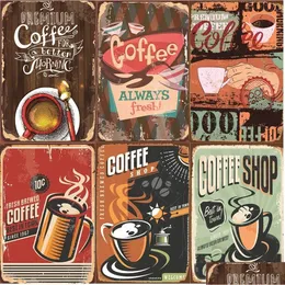 Metallmålning Shabby Chic Coffee Menu Sign Retro Poster Dekor för kök Restaurang Bar Cafe Wall Art Plate 30x20cm W03 Drop Deliver DHKW8