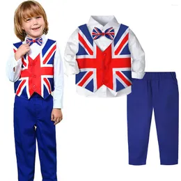 Zestawy odzieży Baby Boys Union Jack Suits Toddler Party Gift Outfit niemowlęta Brytania Flaga Anglia