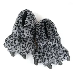 Pantofole fayuekey primaverile inverno casa calda peluche leopardo donne morbide artigli artigli di animale morbido thermal scarpe da letto
