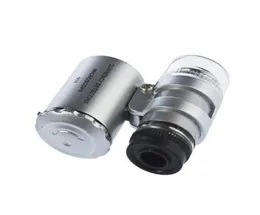 60 -fach -Mini -Mikroskop mit hellvolett und weißer LED -Leuchten Schmuck Leuchten Antike Bewertung tragbarer Lupe Glass A6606856532