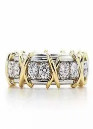 Lady's 925 Sterling Silver Tanzanite Couple Rings Giallo Eterno Band Anello nuziale a banda Eterna For Women Brand Jewelry Dimensioni 5-127330216