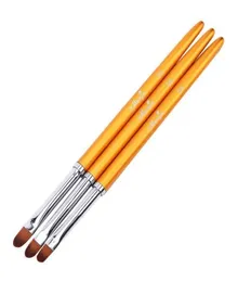 Pincéis de unha 3pcs art manipem de metal de metal acrílico UV Gel Extension Builder Petal Flower Pintura Desenho Manicure Tools F2501255