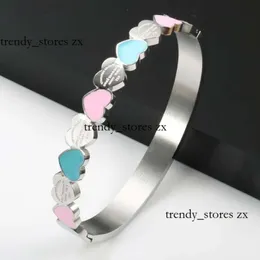 Tiffanyjewelry Gold Designer Jewelry Woman Color Blue and Pink Forever Love Heart Tiffanyjewelry Gold Charm Banglebracelet 2024 New Models Bracelet 42