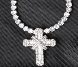 Цепочки Karopel Fashion Hip Hop16182024 дюйм теннисной цепной цепь хоп -кросс -подвесной ожерелье для мужчин Женщины рождественские ювелирные украшения.