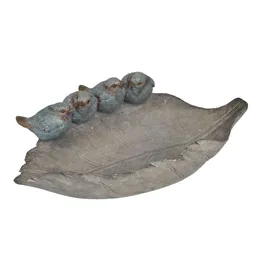 Bird Feater Outdoor Wild Bird Bath Bowl Garden Decoration Fåglar på harts lämnar 12,4 7,5 * 4,1 tum - Newman House Studio