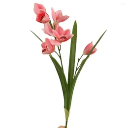 Dekorative Blumen Simulation Pink Cymbidium Branch Pflanzen Restaurant Dekor 3D gedruckte gefälschte künstliche Blumenpflanze Hochzeitsdekoration