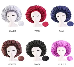 10pcs Lot Ladies Kadın Saten İpek Katı Bonnet Beanies Uyku Gece Kapağı Kapak Şapkası Elastik Strengy Paste Saç Büyük boyutlu boyutu 8988442