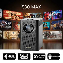 Projektoren S30max Portable Intelligent Mini Projector 1080p 9500L Portable Android Projector mit WiFi und Bluetooth -Fernbedienung J240509