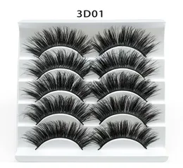 NYA 5PAIRS FAUX 3D Mink Eyelashes falska ögonfransar naturliga tjocka långa ögonfransar ögonfransförlängning wispy makeup skönhetsverktyg 5style8272916