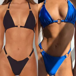 Swimwear femminile 2024 Swimsuit Womens Sexy Bikini Triangle Pants Nylon Glossy Fabric Swing Swimsuit