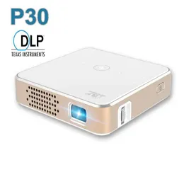 Projetores P30 Portable DLP Mini Projecor Tela de toque de 2500mAh Pocket Pocket Cinema Intelligent Cinema Projector 100% Offset Alto-falante J240509