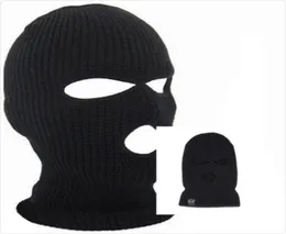 Htsport Black Knit 3 Hole Ski Mask Balaclava Hat Wace Shield Cap Cap Snow Winter Warm 2018 Summer Fashion6608151