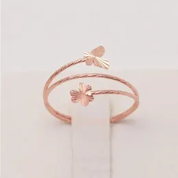 Anelli a grappolo 585 Oro viola 14k Rose Simple Butterfly Flower Engagement per donne che aprono gioielli creativi freschi ed eleganti