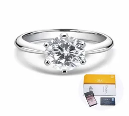 Mit Cericate nie verblassen 18K Weißgoldenring für Frauen Solitaire 20ct Round Cut Zirkonia Diamond Ehering Braut Juwelry6429944829