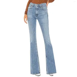 Jeans da donna fessura ad alta vita da donna leggermente svasata per sembrare più sottile e più alta mod mamma jeans salta le donne pantaloni
