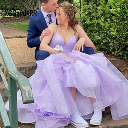 Sukienki przybycia przybysze fioletowe sukienka na studniówkę 2024 seksowna v szyja z koralikami linii urodzinową suknię wieczorową