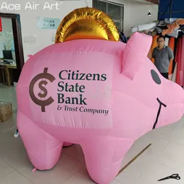 Hurtownia 26 -metrowa lub niestandardowa nadmuchiwana piggy Bank Bank Model Cash Piggy Mascot z wewnętrznym wentylatorem lub dmuchawą do promocji/wystawy