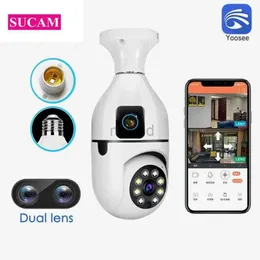 IP -Kameras Yoosee 4MP Dual Screen Wireless Dome Safety Camera E27 Bubble WiFi Dual Lens Bidirektionales Audioüberwachung CCTV -Kamera D240510