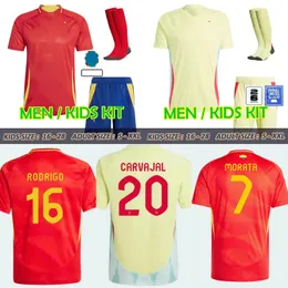 24 25 Spains Soccer Jerseys Pedri Gavi Lamine Yamal Morata Carvajal Olmo Asensio Cucurella Jersey 2024 2025 Spanish Men Football Shirt Home Away Kid Kit Kit Kit