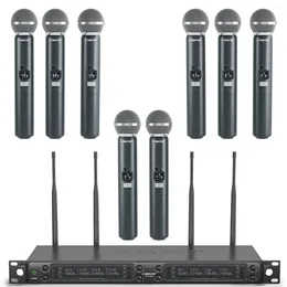 Mikrofone Wireless Mikrofonsystem Phenyx Pro Achtkanalkabel Kabelless MIC Set mit Metall-Handheld-MICS 8x40-Kanäle Auto-Scan für DJ