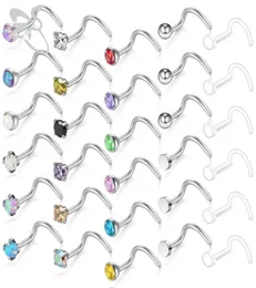 ZS Crystal Studs Frauen 30pcs Edelstahl Nasenringe Indische weibliche Körper Piercing Jewelry Accessoires Geschenke für Mädchen46456234317492