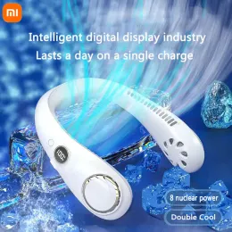 Fans Xiaomi 4000mAh hängande halsfläkt bärbar USB uppladdningsbar bladlös Mute Sports fans Summer Air Cooling Wearable Neckband Fan