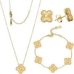 2024 4 quattro foglie Clover Luxury Designer Collana Gioielli Set a pendente Collane Bracciale Orenatura Orenatura Donne ChristmValentine's Day Birthday Regali in tre pezzi SE