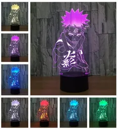 Naruto Anime 3D Night Light Creative Illusion 3D Lamp LED 7 Farbwechselnde Schreibtisch Lampe Home Dekor für kid039s Geburtstag Weihnachtsgeschenke8352883