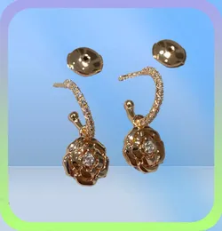 V gold material flower pendant necklace and drop earring With diamond for women engagement jewelry gift have box PS47183119216